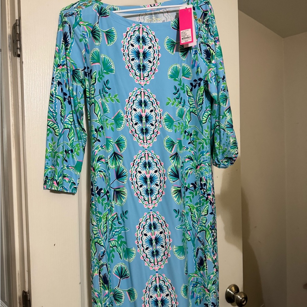 Lilly Pulitzer Aqua and Pink Patterned Dress